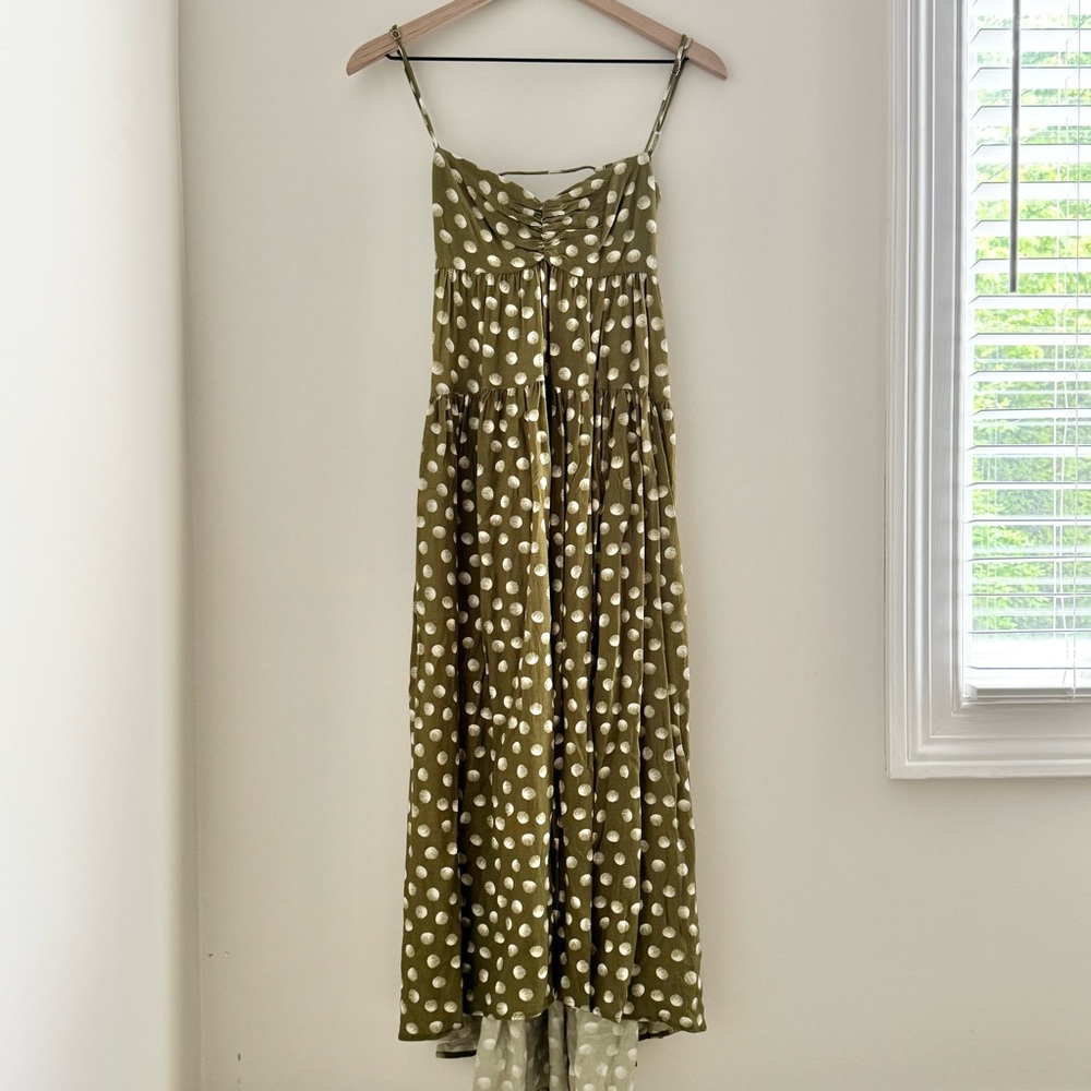Neranese Polka Dot Olive Maxi Dress